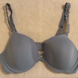 Natori Dusty Blue Smooth Molded Underwire T-Shirt Bra Lace Lightly Padded 36B